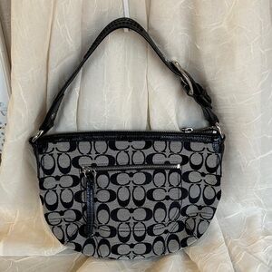 COACH Soho Signature Jacquard Hobo Bag F13114 - Black/Gray